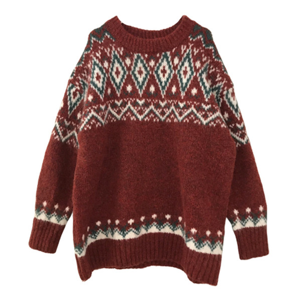 Női karácsonyi pulóver hosszú ujjal, kerek nyakkivágással fehér, zöld és piros színben