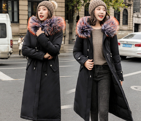 Geaca de iarna lunga de dama model NOU cu gluga colorata in cinci culori