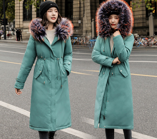 Geaca de iarna lunga de dama model NOU cu gluga colorata in cinci culori