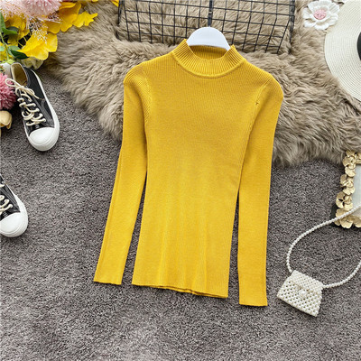 Divatos női pulóver vékony kötésből, magas gallérral, különböző színekben