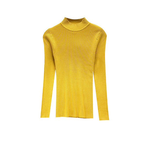 Divatos női pulóver vékony kötésből, magas gallérral, különböző színekben