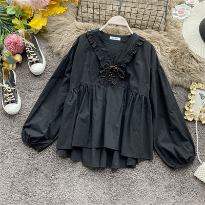 Μοντέρνο φαρδύ γυναικείο πουκάμισο γυναικών  και μακρύ μανίκι σε κίτρινο, ροζ, μπεζ, λευκό και μαύρο χρώμα