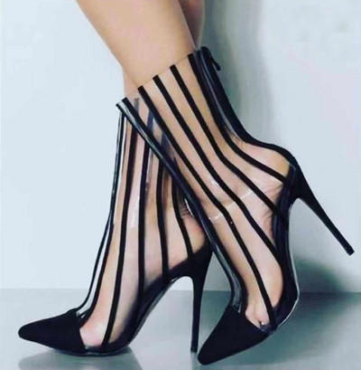 НОВ модел дамско обувки на висок ток с цип в черен цвят 