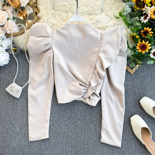 Bluză de damă elegantă în patru culori, cu mâneci largi și fermoar