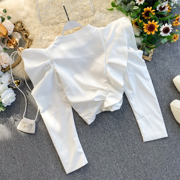 Bluză de damă elegantă în patru culori, cu mâneci largi și fermoar