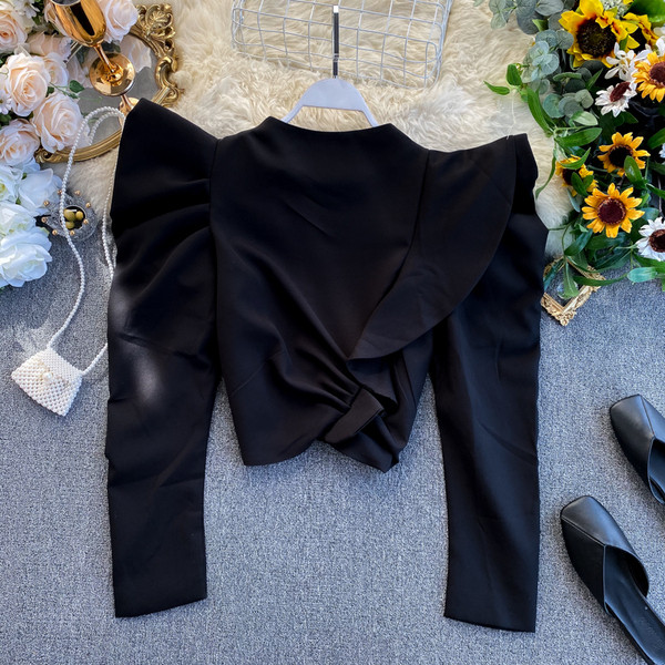 Bluză de damă elegantă în patru culori, cu mâneci largi și fermoar