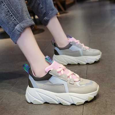 NOUL model de adidasi casual de dama cu model si talpa aspra in roz, verde si negru