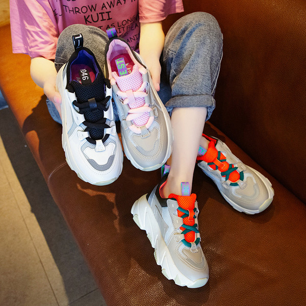 NOUL model de adidasi casual de dama cu model si talpa aspra in roz, verde si negru