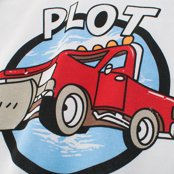 Παιδική μπλούζα για αγόρια σε λευκό χρώμα με εφαρμογή και στρογγυλό ντεκολτέ