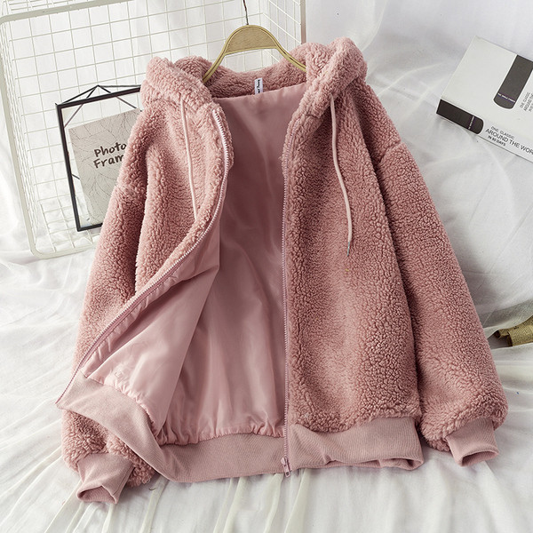 Női kabát cipzárral és kapucnival rózsaszín, fekete, bordó, kék, sárga és fekete színben