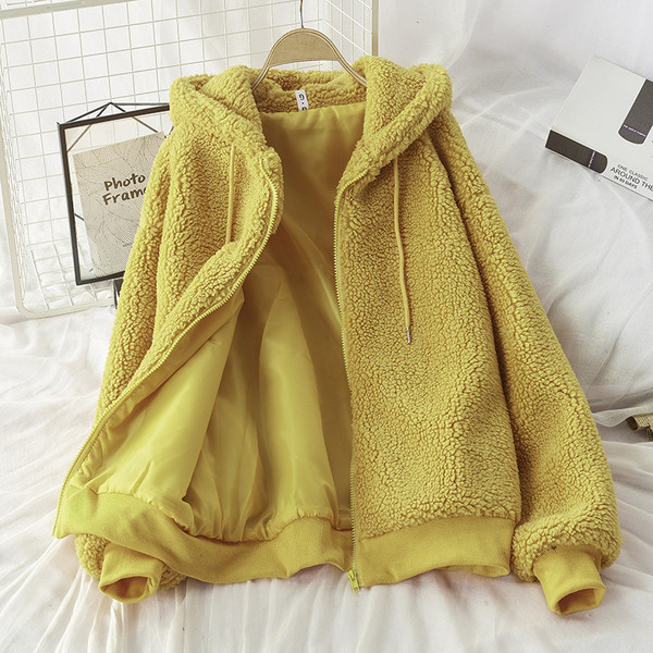 Női kabát cipzárral és kapucnival rózsaszín, fekete, bordó, kék, sárga és fekete színben