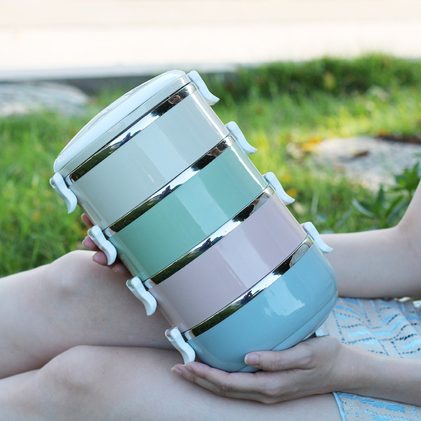 4 az 1-ben Többrétegű színes rozsdamentes acél ebédlődoboz fogantyúval