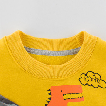 Детска блуза за момчета в жълт цвят с апликация и дълъг ръкав