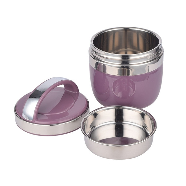 Hordozható hőszigetelt élelmiszerdoboz 1,2 literes rozsdamentes acél űrtartalommal, fedéllel és fogantyúval piros, lila és zöld színben