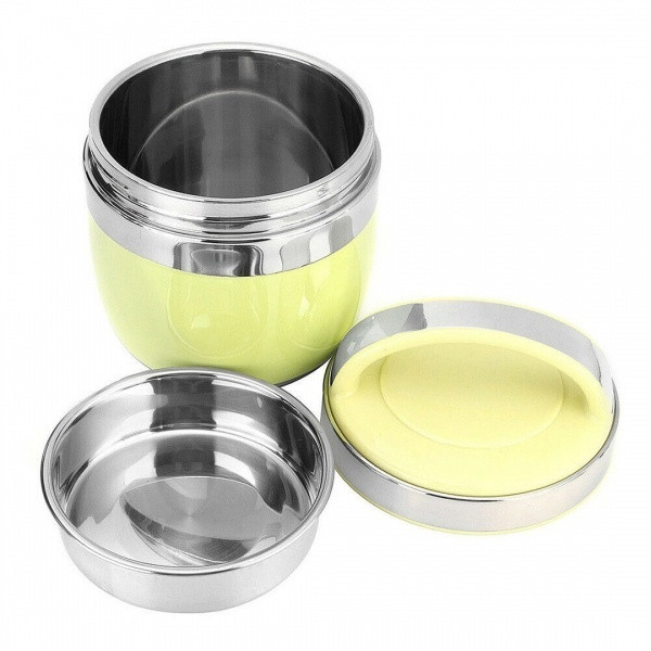 Hordozható hőszigetelt élelmiszerdoboz 1,2 literes rozsdamentes acél űrtartalommal, fedéllel és fogantyúval piros, lila és zöld színben