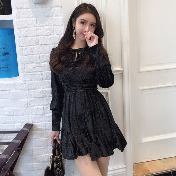 Rochie de dama model nou cu decolteu rotund in negru si roz