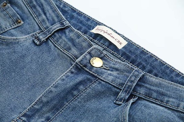 Alkalmi női hosszú farmer Karcsú modell magas derékkal, kék színben