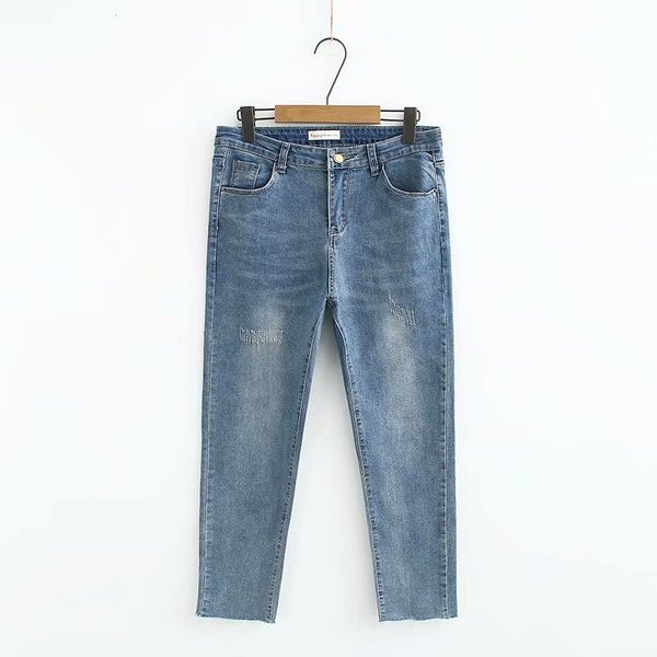 Alkalmi női hosszú farmer Karcsú modell magas derékkal, kék színben