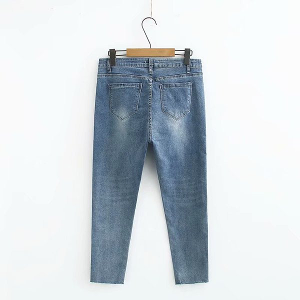 Alkalmi női hosszú farmer Karcsú modell magas derékkal, kék színben