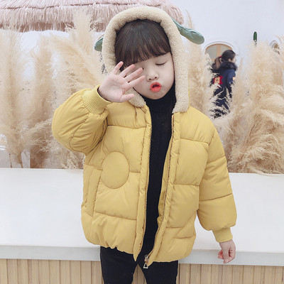 Παιδικό μπουφάν για τα κορίτσια σε δύο χρώματα με στοιχεία 3D και κουκούλα