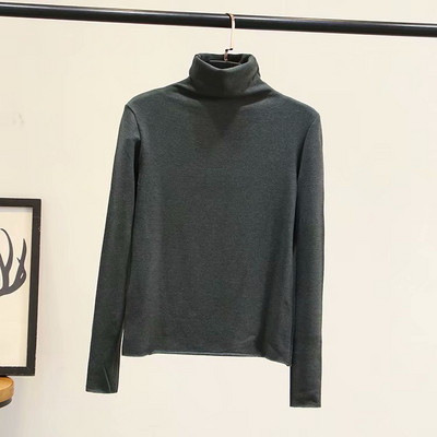 Casual Γυναικεία μαλακό πουλόβερ με ψηλό κολάρο και  μακρύ μανίκι σε μαύρο, μπλε, πράσινο και καφέ χρώμα