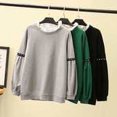 Καθημερινή γυναικεία μπλούζα με δαντέλα και μακριά μανίκια σε γκρι, πράσινο και μαύρο χρώμα