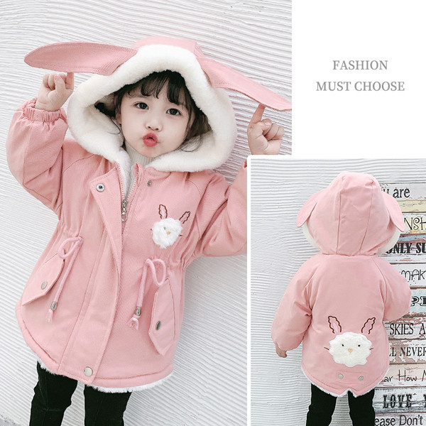 Geaca de iarna pentru fete pentru copii in roz, galben si portocaliu cu elemente 3D