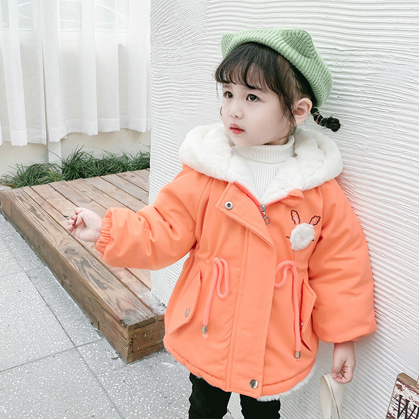 Geaca de iarna pentru fete pentru copii in roz, galben si portocaliu cu elemente 3D