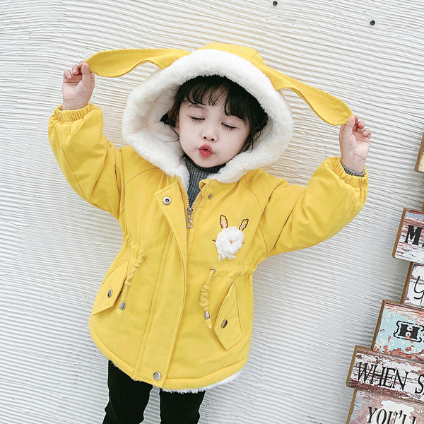 Geaca de iarna pentru fete pentru copii in roz, galben si portocaliu cu elemente 3D