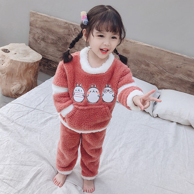 Παιδική πιτζάμες για κορίτσια σε γκρι και κόκκινο με κέντημα