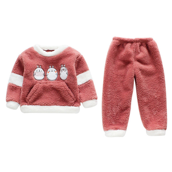 Παιδική πιτζάμες για κορίτσια σε γκρι και κόκκινο με κέντημα