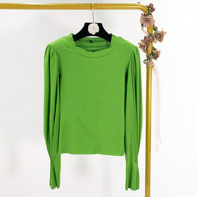 Casual Γυναικεία Μπλούζα με βολάν μανίκι σε Ροζ, Πράσινο, Μπλε και Μαύρο χρώμα