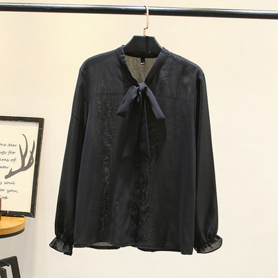 Μοντέρνο γυναικείο πουκάμισο με κολάρο και μακρύ μανίκι σε μπλε, μαύρο, λευκό και ροζ χρώμα