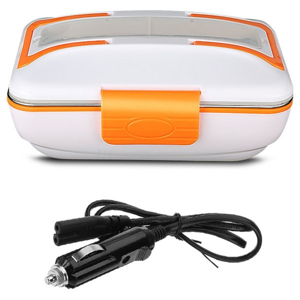 Електрическа нагряваща кутия за храна от неръждаема стомана с напрежение 12V-24V подходяща за автомобил в оранжев и розов цвят