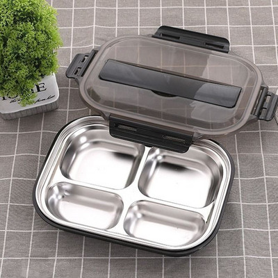 Τετράγωνο κουτί από ανοξείδωτο ατσάλι με καπάκι σε μαύρο, πράσινο, γκρι και ροζ χρώμα