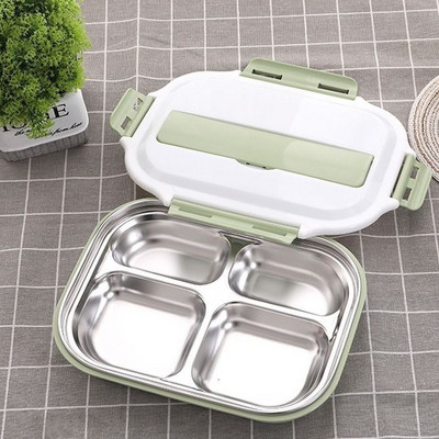 Τετράγωνο κουτί από ανοξείδωτο ατσάλι με καπάκι σε μαύρο, πράσινο, γκρι και ροζ χρώμα