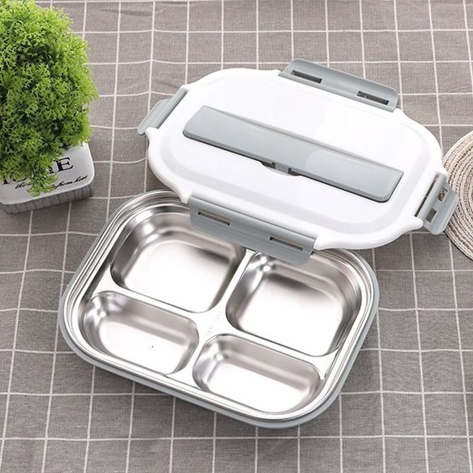 Τετράγωνο κουτί από ανοξείδωτο ατσάλι με καπάκι σε μαύρο, πράσινο, γκρι και ροζ χρώμα