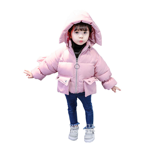 Παιδικό μπουφάν για κορίτσια σε ροζ, κόκκινο και μοβ με κουκούλα και τσέπες