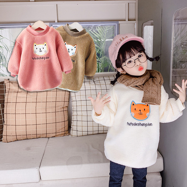 Ежедневен детски пуловер за момичета в три цвята с бродерия