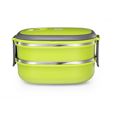 Διπλό κουτί από ανοξείδωτο ατσάλι με καπάκι σε μπλε και πράσινο χρώμα