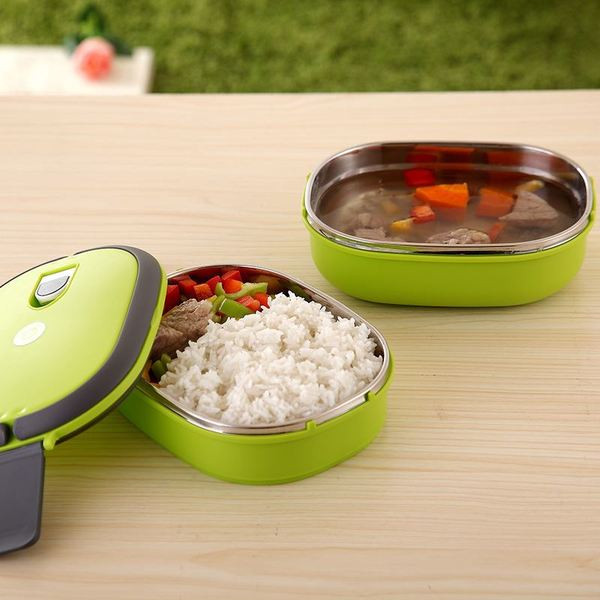 Διπλό κουτί από ανοξείδωτο ατσάλι με καπάκι σε μπλε και πράσινο χρώμα