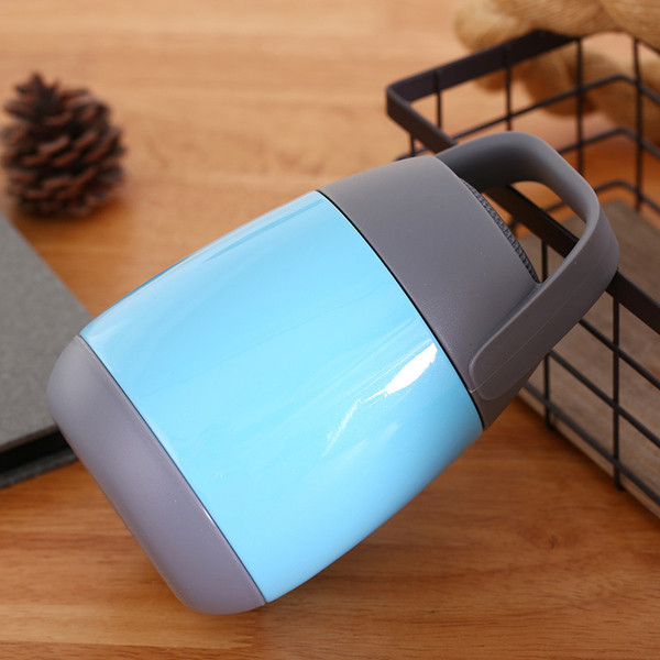 Hordozható rozsdamentes acél vákuumpohár fedéllel és fogantyúval narancssárga, rózsaszín, zöld és kék színben