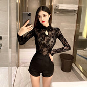 Νέο μοντέλο γυναικεία μπλούζα με κεντήματα σε μαύρο χρώμα