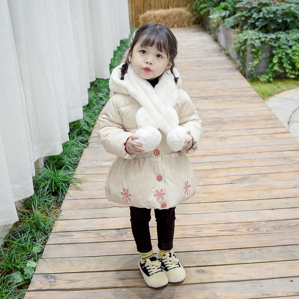 Παιδικό μπουφάν σε δύο χρώματα με κεντήματα και κουμπιά για κορίτσια