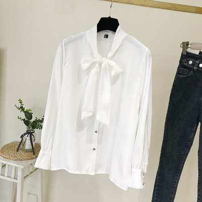 Νέο μοντέλο γυναικείο πουκάμισο με κορδόνια και μακριά μανίκια σε λευκό και κίτρινο χρώμα