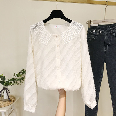 Νέο μοντέλο γυναικείο πουκάμισο σιφόν σε λευκό και μπεζ χρώμα