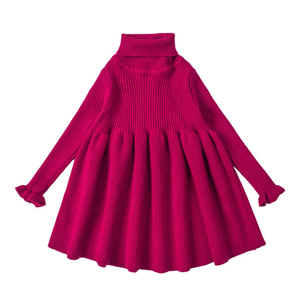 Κομψό παιδικό χειμερινό φόρεμα σε μαύρο και κόκκινο χρώμα με  μακρύ μανίκι