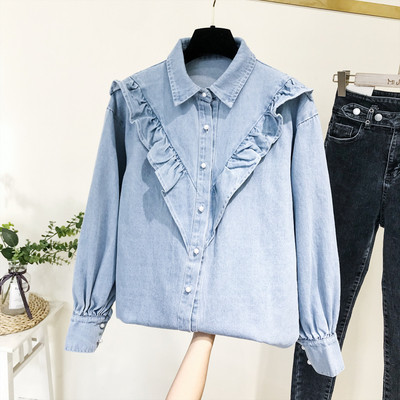 Νέο μοντέλο μπλουζάκι denim με κλασικό  γιακά σε μπλε χρώμα