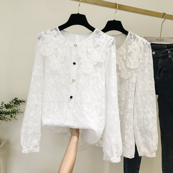 Női csipke ing kerek nyakkivágással fehér és bézs színben