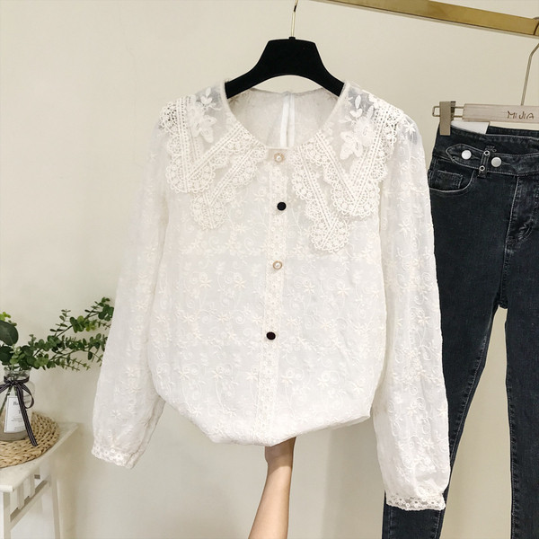 Női csipke ing kerek nyakkivágással fehér és bézs színben